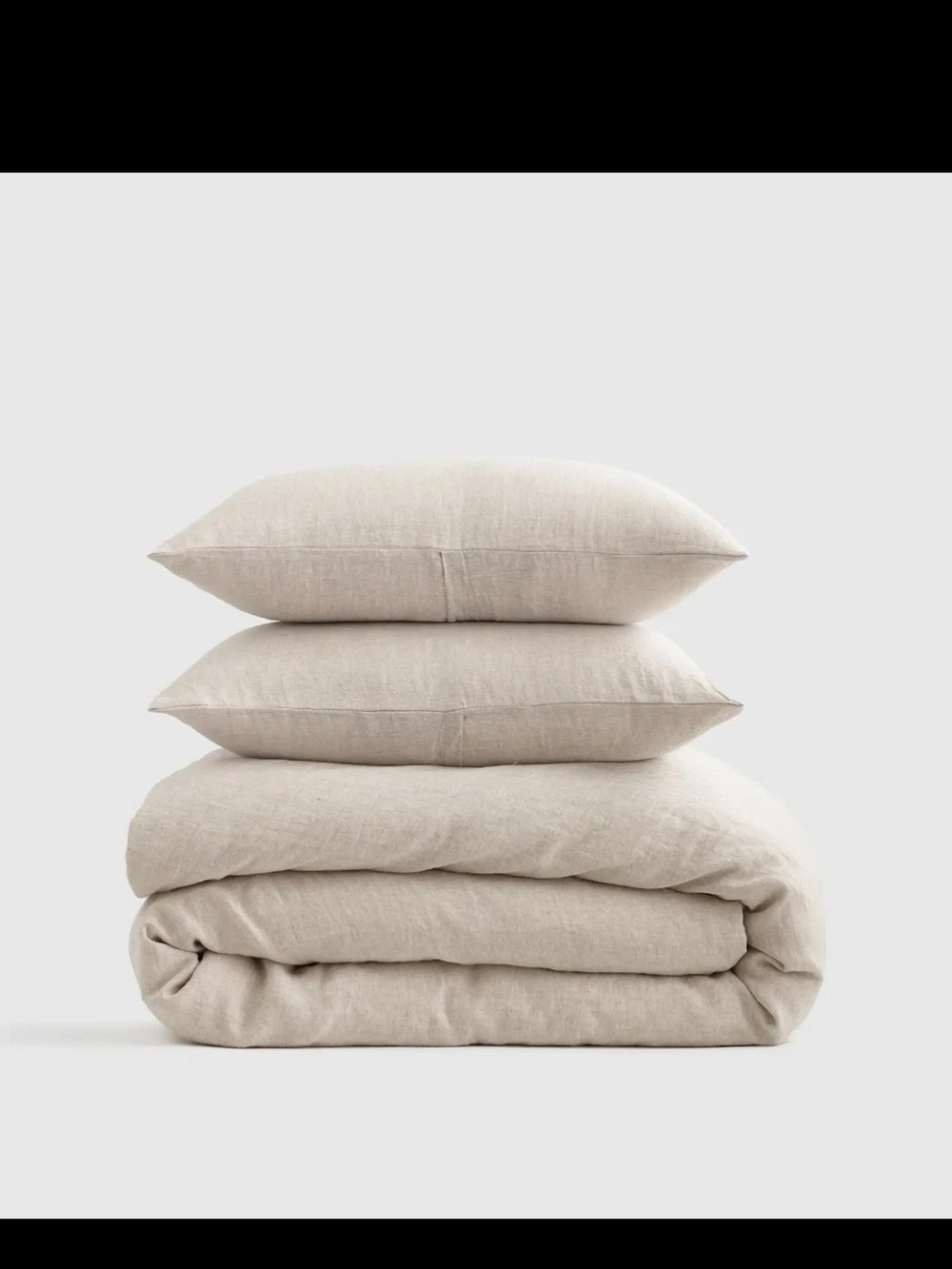 QUINCE European Linen Duvet Cover Set Two Shams Natural Chambray Full / Queen